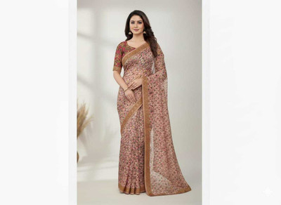 Shiv Ventures Printed, Floral Print Bollywood Chiffon, Georgette Saree(Pink)
