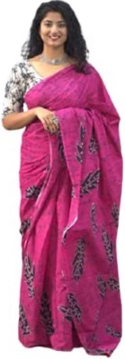 The Familiar Handicrafts Printed, Blocked Printed Bollywood Pure Cotton Saree(Pink)