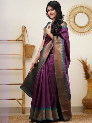 Moda Rapido Woven Daily Wear Silk Blend Saree(Purple)