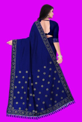 Rudra Fab Embellished Bollywood Georgette, Art Silk Saree(Blue)