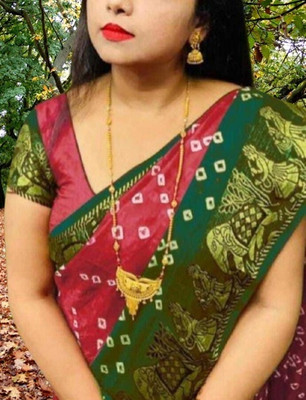 S.R.TEXTILES Embroidered Bandhani Crepe Saree(Multicolor)