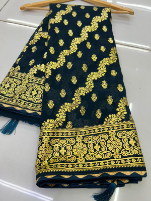 georgette Dyed Bollywood Georgette Saree(Dark Blue)