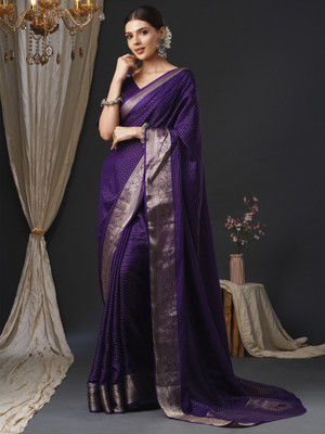 Tasrika Woven Banarasi Viscose Rayon Saree(Purple)