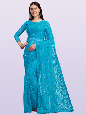 LOROFY Self Design Bollywood Net Saree(Multicolor)