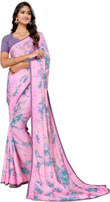 APERA Floral Print Daily Wear Silk Blend Saree(Pink)