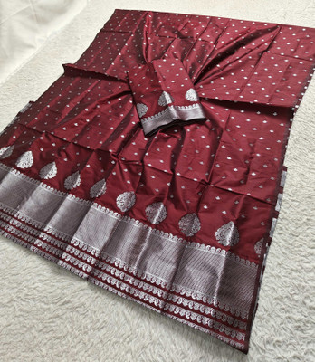 Skiran's Printed Mekhela Chador Polyester Saree(Maroon)