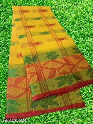 Sthaker Self Design Handloom Cotton Blend Saree(Red)
