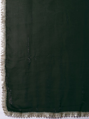 JAINICA Solid/Plain Bollywood Tissue Saree(Dark Green)