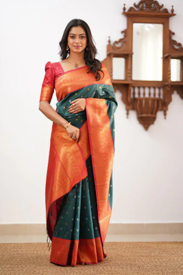 pavanputra fab Self Design Banarasi Jacquard Saree(Light Green)