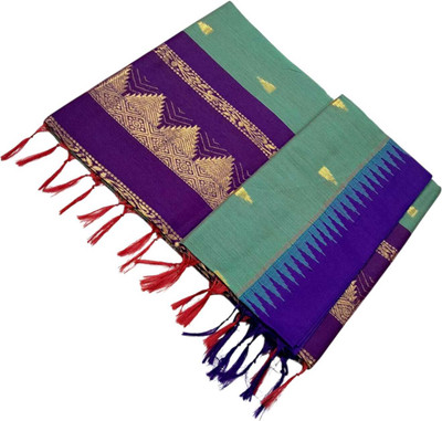sri amman sarees Woven Gadwal Cotton Blend Saree(Green)