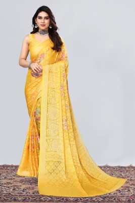 Divastri Woven Bollywood Chiffon, Brasso Saree(Yellow)