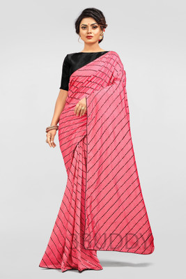 3Buddy Fashion Embroidered, Striped Bollywood Art Silk Saree(Pink)