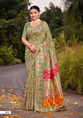 kalhari Woven Bollywood Pure Cotton Saree(Light Green)