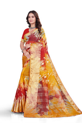 Aarunika LGF Printed Bollywood Organza Saree(Red)