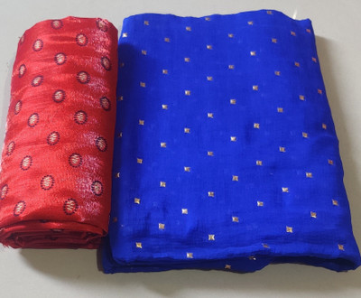 ELEGANCE FAB Polka Print Bollywood Chiffon Saree(Light Blue)