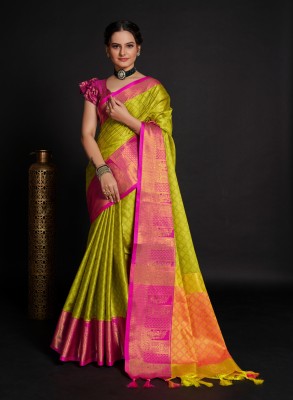 THESIYA FAB Embroidered Bollywood Jacquard, Art Silk Saree(Light Green)