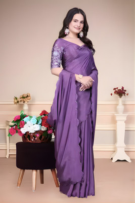 Colour9Fashion Embroidered Bollywood Georgette Saree(Purple)