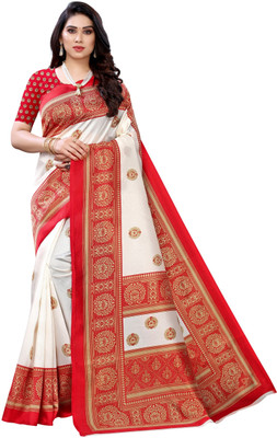 Suali Printed Kanjivaram Cotton Silk Saree(Red)