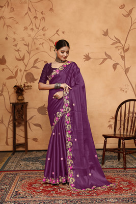 NEGRONI Floral Print Daily Wear Jimmy choo Saree(Purple)