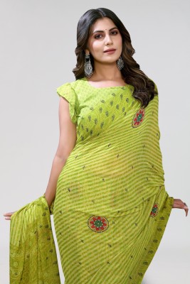 ANIRAV Printed Daily Wear Georgette Saree(Green)