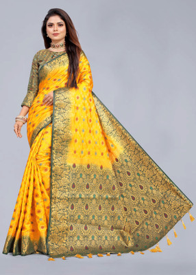 DILSAY Self Design Banarasi Cotton Silk Saree(Multicolor)