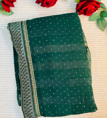 Pallu Patola Printed Banarasi Georgette Saree(Green)