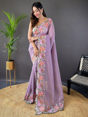 ANOUK Embroidered Bollywood Tissue Saree(Purple)