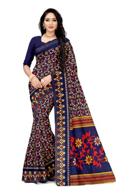 Silkbazar Printed Bollywood Cotton Silk Saree(Blue)