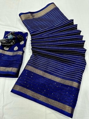 Sanjana Silks Printed Bollywood Art Silk, Silk Blend Saree(Dark Blue)