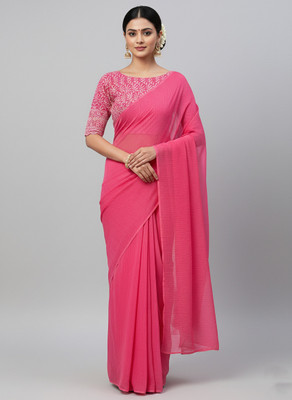 Sanskriti Synthetics Embellished Bollywood Georgette Saree(Red)