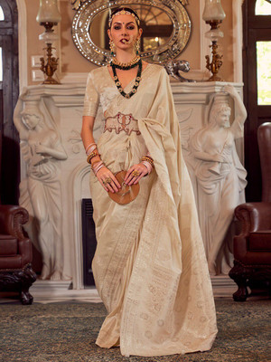 ANOUK Woven Banarasi Silk Blend Saree(Gold)