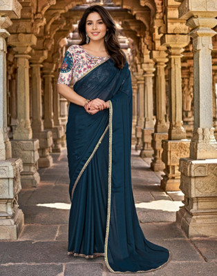 Satrani Self Design Bollywood Georgette Saree(Blue)
