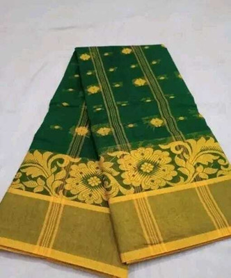 Sandhyatara Woven Tant Pure Cotton Saree(Dark Green)