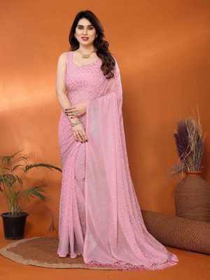 ROOP SUNDARI SAREES Embellished Bollywood Georgette Saree(Pink)