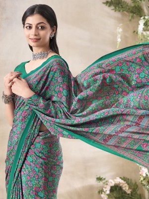 Divastri Printed Daily Wear Crepe Saree(Pack of 2, Green)