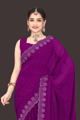 Shiv Febric Embellished Bollywood Chiffon Saree(Purple)