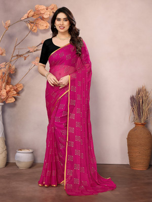 HouseOfCommon Printed Bollywood Chiffon Saree(Multicolor)
