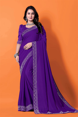Jay Bajrang Fashion Embellished Assam Silk Chiffon Saree(Light Blue)