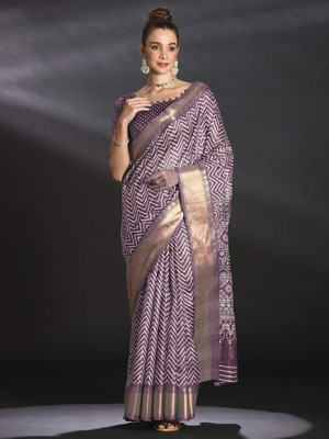 Tasrika Printed Chinnalapattu Art Silk Saree(Purple)