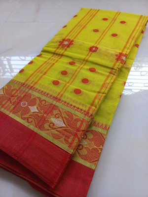 Tm taant saree Self Design Tant Pure Cotton Saree(Green)