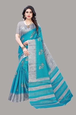 YASHIKA Printed Kalamkari Art Silk Saree(Blue)