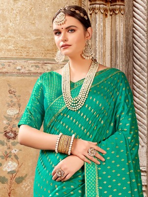 Divastri Embellished Bollywood Silk Blend Saree(Light Green)