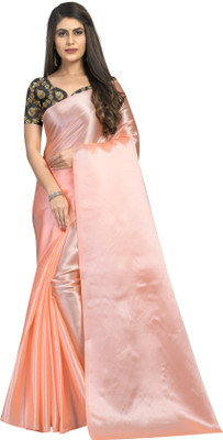 RHEY Solid/Plain Bollywood Satin Saree(Pink)