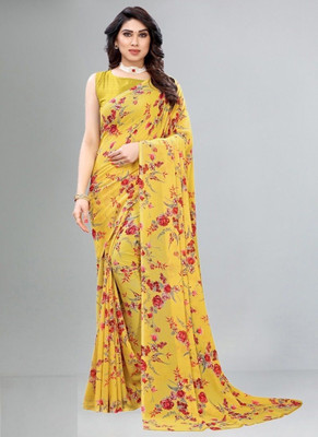 STYLEVEDA Paisley Bollywood Georgette Saree(Yellow)