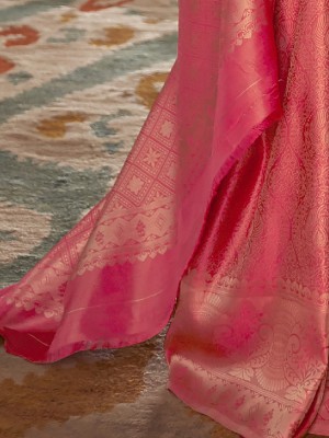 Divastri Woven Kanjivaram Nylon Saree(Pink)