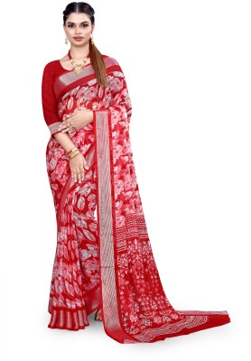 mahalaxmi fab Digital Print Bollywood Chiffon Saree(Red, White)