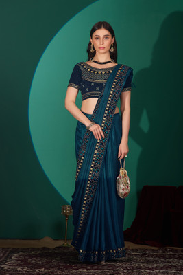 Disha Fashion Solid/Plain Banarasi Art Silk, Silk Blend Saree(Grey)