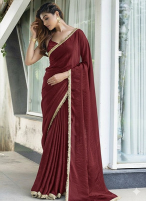DEBRIS FAB Solid/Plain Bollywood Organza Saree(Magenta)