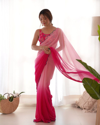 SICHYAH Solid/Plain, Ombre Bollywood Georgette Saree(Pink)
