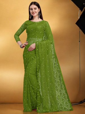 NORAFLEXx Printed Bollywood Brasso Saree(Green)
